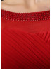 Beaded Red Ruched Chiffon Gorgeous Evening Dress